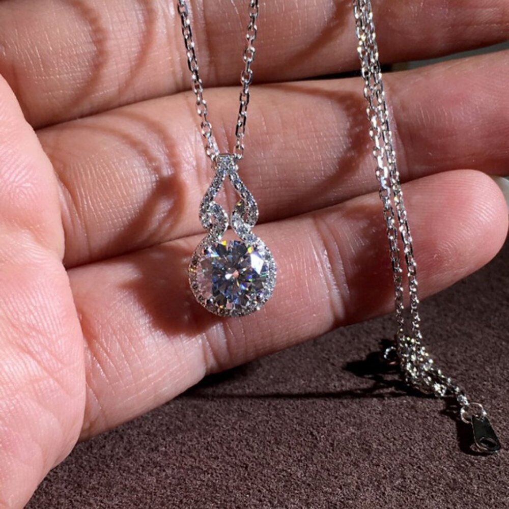 Exquisite Gifts Luxury Full Paved Round CZ Necklace for Women, EVGG1064 - Picture 3 of 4